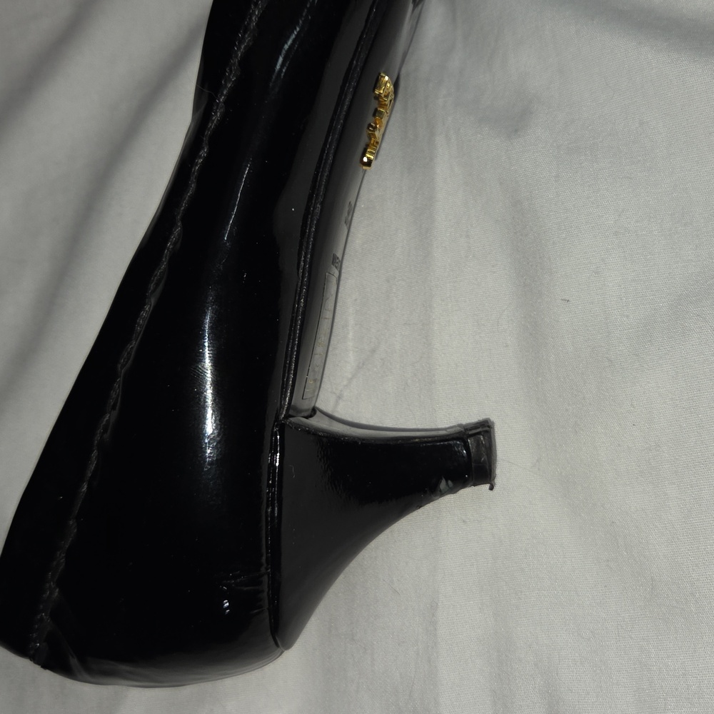 PRADA Black Patent Leather Kitten Heels with Bow 38 1/2 - Picture 8 of 12